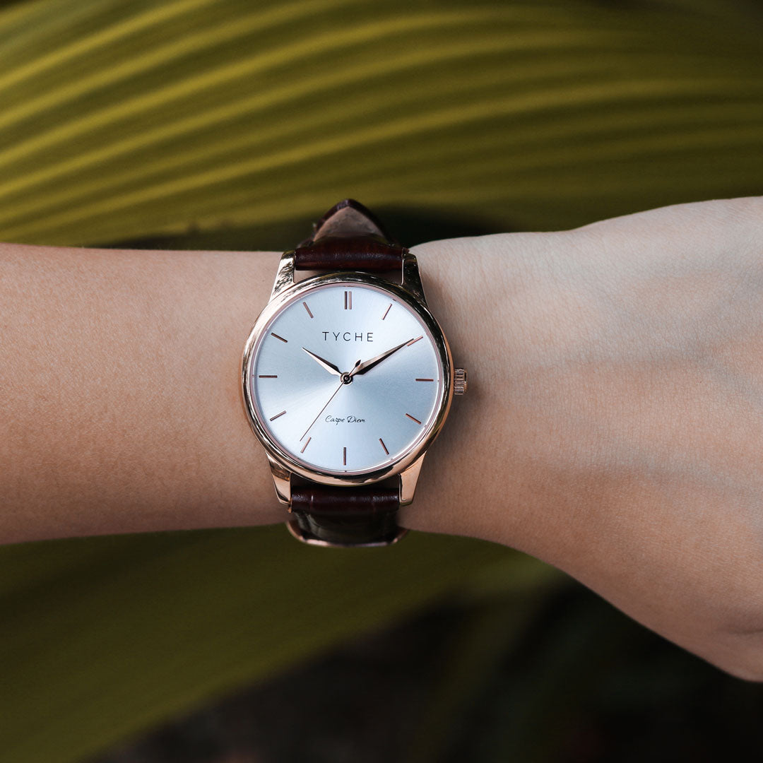 Rose Gold with Silver Dial / 40mm - Tyche Watches